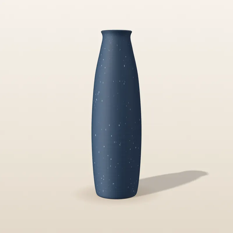 3D-Darstellung: schlanke, hohe Vase in mattem Dunkelblau