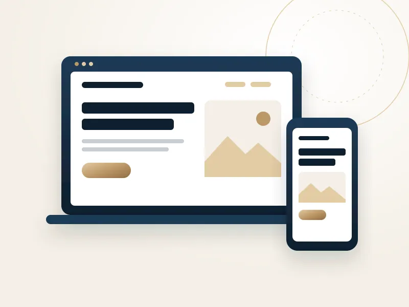 Illustration: Website auf Laptop und Smartphone